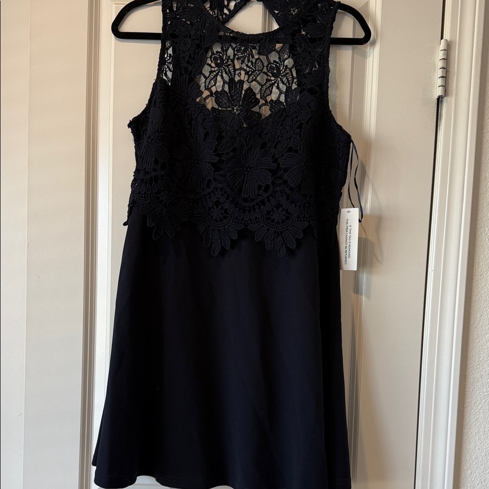 Girl In Mind Midnight Blue Lace Dress